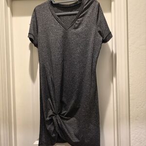 Gray V-Neck Knot Dress